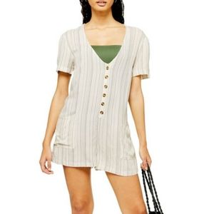 NWT Topshop Stripe Button Front Cover-Up Romper